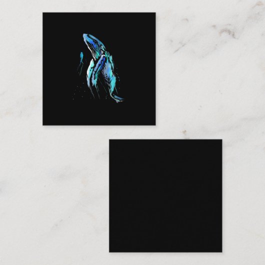 Scuba Diver Humpback Whale Schwimmen Geschenk Quadratische Visitenkarte (Vorne/Hinten)