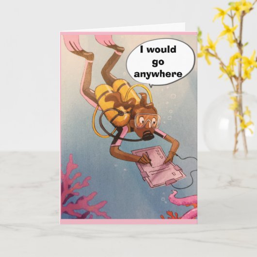 "SCUBA DIVER" ICH GEHE "ÜBERALL" **GLÜCKLICHER GEB KARTE (Gelbe Blume)