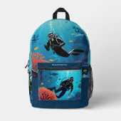 Scuba Diver individuelle Name Bedruckter Rucksack (Vorderseite)