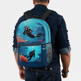 Scuba Diver individuelle Name Bedruckter Rucksack