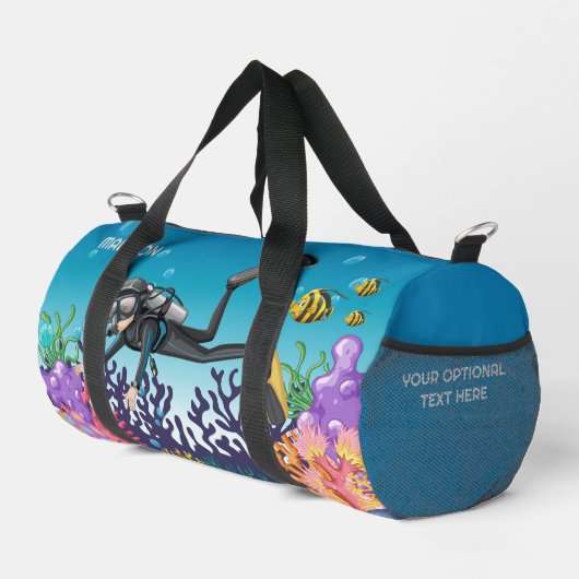 Scuba Diver individuelle Name Duffle Bag (Rechte Ecke)