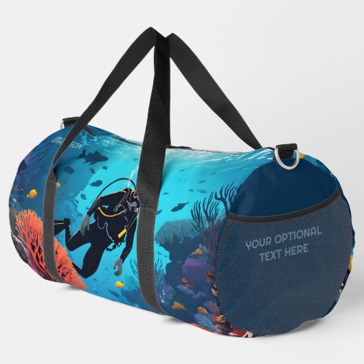 Scuba Diver individuelle Name Duffle Bag (Rechte Ecke)
