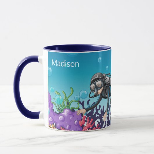 Scuba Diver individuelle Name Tasse (Links)