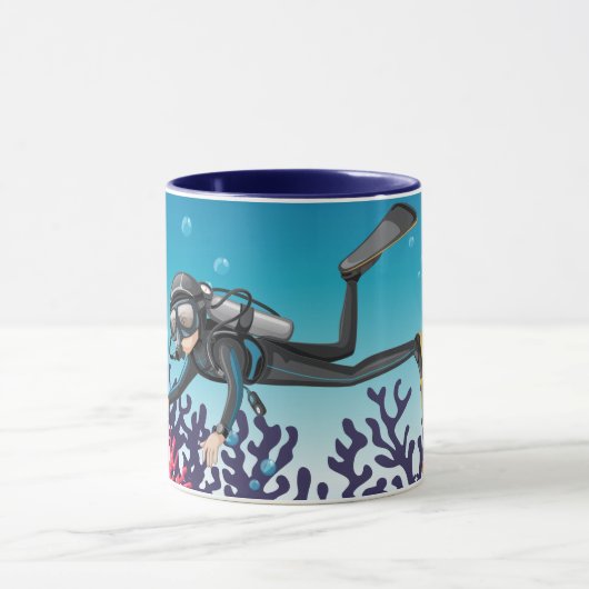Scuba Diver individuelle Name Tasse (Zentrum)