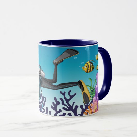 Scuba Diver individuelle Name Tasse (VorderseiteRechts)