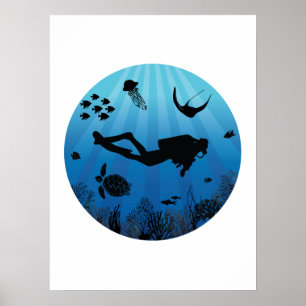 Scuba Diver Meereswelt Unterwasser Poster