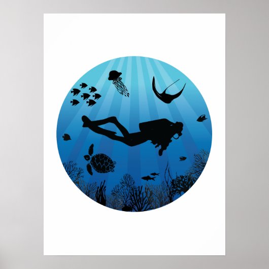 Scuba Diver Meereswelt Unterwasser Poster (Vorne)