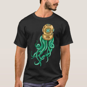 Scuba Diver Octopus Illustration Geschenk Seetauch T-Shirt