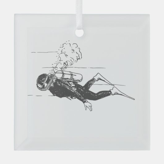 Scuba Diver Ornament Aus Glas (Vorderseite)