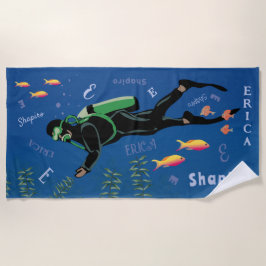SCUBA Diver Personalisiert Strandtuch