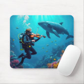 Scuba Diver Playing a Violin For a Whale Mousepad (Mit Mouse)