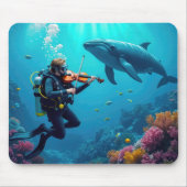 Scuba Diver Playing a Violin For a Whale Mousepad (Vorne)