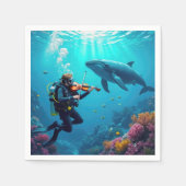 Scuba Diver Playing a Violin For a Whale Serviette (Vorderseite)