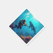 Scuba Diver Playing a Violin For a Whale Serviette (Ecke)