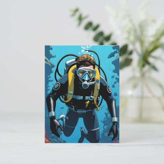 Scuba Diver Postkarte (Stehend Vorderseite)