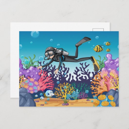 Scuba Diver Postkarte (Vorne/Hinten)