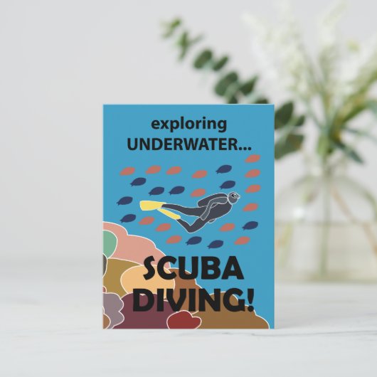 Scuba Diver Postkarte (Stehend Vorderseite)