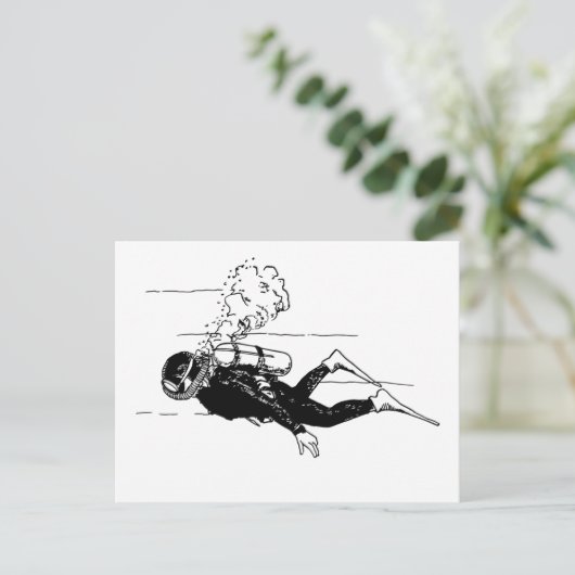 Scuba Diver Postkarte (Stehend Vorderseite)