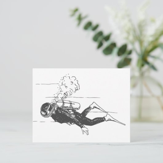 Scuba Diver Postkarte (Stehend Vorderseite)