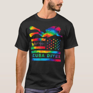 Scuba Diver Scuba Diver American Flag Gefärbte Kra T-Shirt