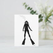 Scuba Diver Silhouette (Frau) Postkarte (Stehend Vorderseite)
