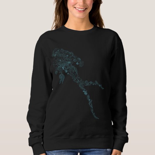 Scuba diver silhouette in blue marine life design Sweatshirt (Vorderseite)