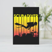 Scuba Diver Silhouette Tauchen Schwimmen Meerestau Begleitkarte (Stehend Vorderseite)