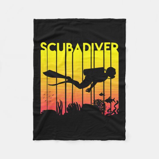 Scuba Diver Silhouette Tauchen Schwimmen Meerestau Fleecedecke (Vorderseite)
