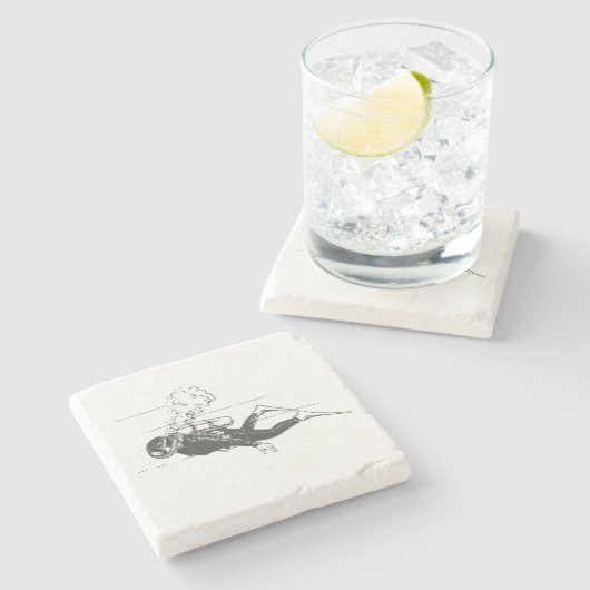 Scuba Diver Steinuntersetzer (Seitenansicht)