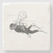 Scuba Diver Steinuntersetzer (Vorderseite)