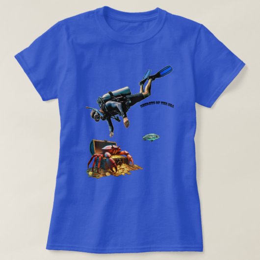 SCUBA Diver und eine Schatztruhe von Goldmünzen UR T-Shirt (Design vorne)