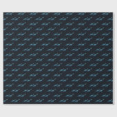 Scuba Diver Under Sea Pattern Dunkelblaues Geschen Geschenkpapier (Flach)