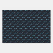 Scuba Diver Under Sea Pattern Dunkelblaues Geschen Geschenkpapier Set (Vorderseite)