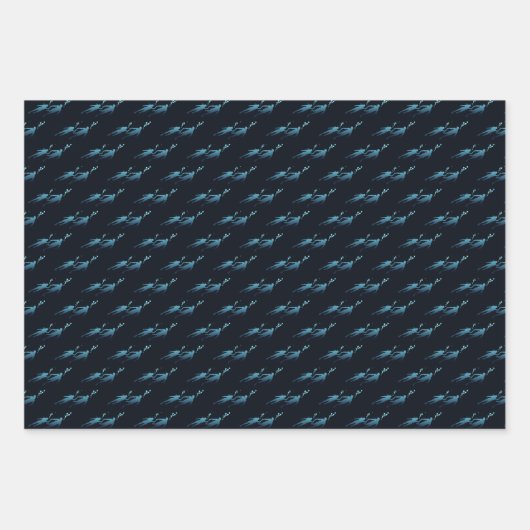 Scuba Diver Under Sea Pattern Dunkelblaues Geschen Geschenkpapier Set (Vorderseite 3)