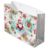 Scuba Diver Underwater Christmas Holiday Große Geschenktüte (Rückseite Schrägansicht)