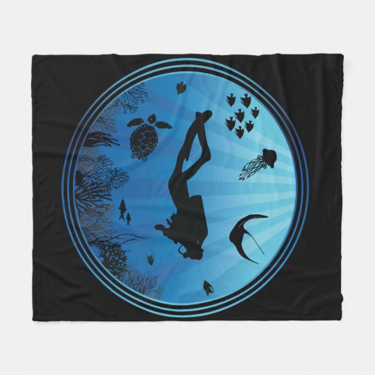Scuba Diver Unterwasser Fleecedecke (Vorderseite (Horizontal))