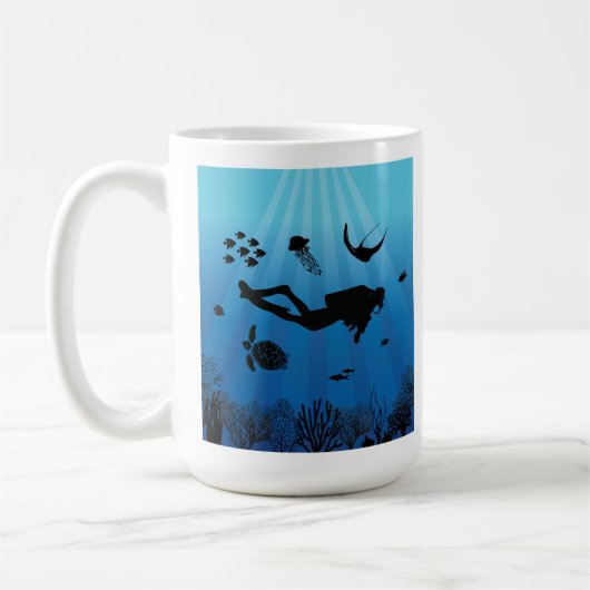 Scuba Diver Unterwasser-Meereswelt Kaffeetasse (Links)