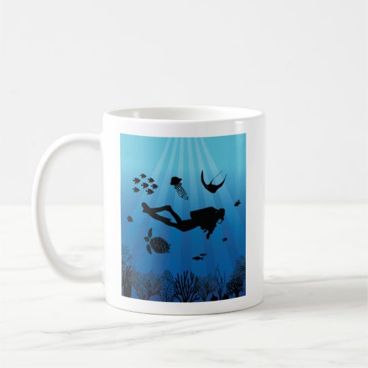 Scuba Diver Unterwasser-Meereswelt Kaffeetasse (Links)