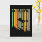 Scuba Diver Vintag Retro Karte (Gelbe Blume)