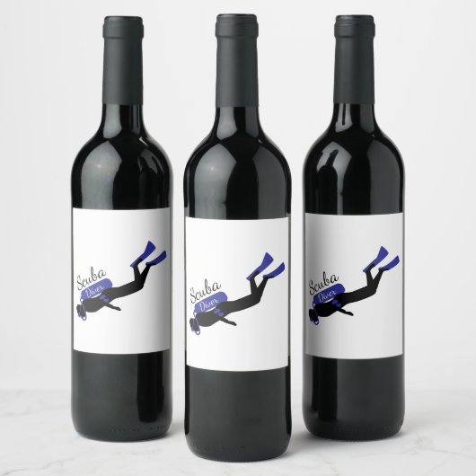 Scuba Diver Weinetikett (Flaschen)