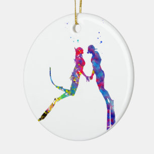 Scuba Divers Couple Keramik Ornament