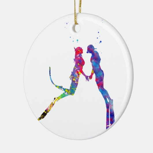 Scuba Divers Couple Keramik Ornament (Links)