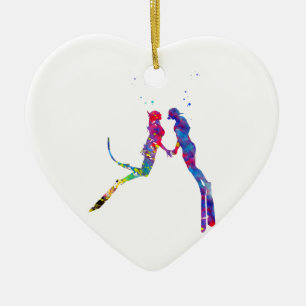 Scuba Divers Couple Keramik Ornament