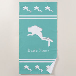 SCUBA DIVERS Mit Monogramm White Aquamarin Blue Gr Strandtuch