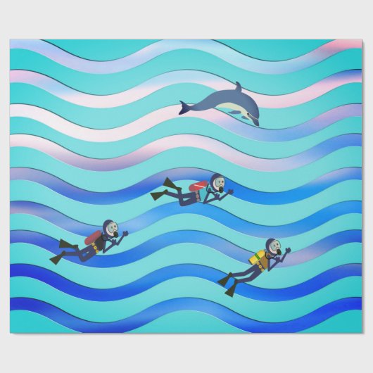 SCUBA DIVERS MIT NITROX TANK UND DOLPHIN GESCHENKPAPIER (Flach)