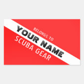 SCUBA DIVERS. PERSÖNLICHES SCUBA-GEAR. NAME RED FL RECHTECKIGER AUFKLEBER (Vorderseite)