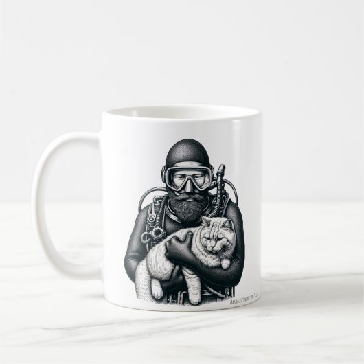 Scuba Diving Cat Vater Kaffeetasse (Links)