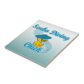 Scuba Diving Chick #3 Fliese (Seite)