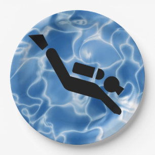Scuba Diving Design Paper Party Plate Pappteller