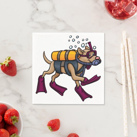 Scuba Diving Dog Paper Napkins Serviette (Beispiel)